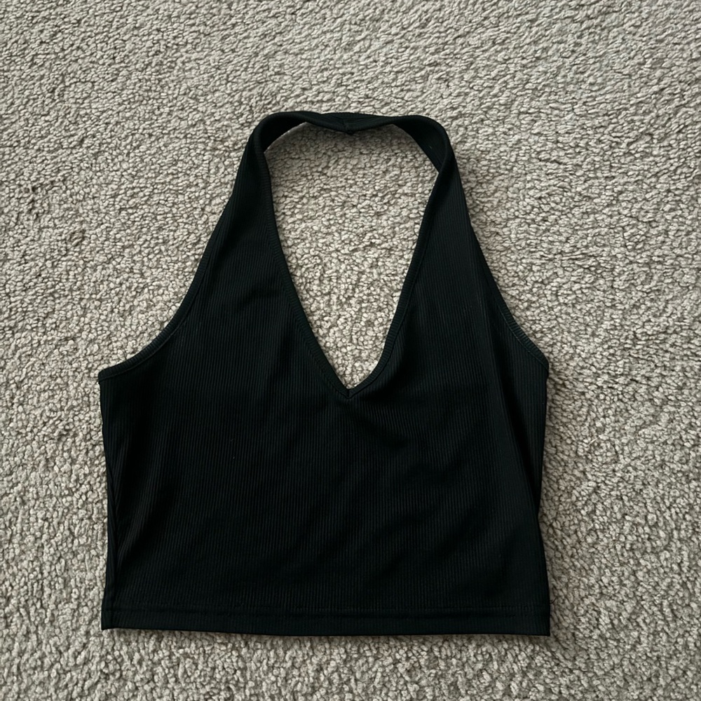 SHEIN Black Crop Backless Tank Top